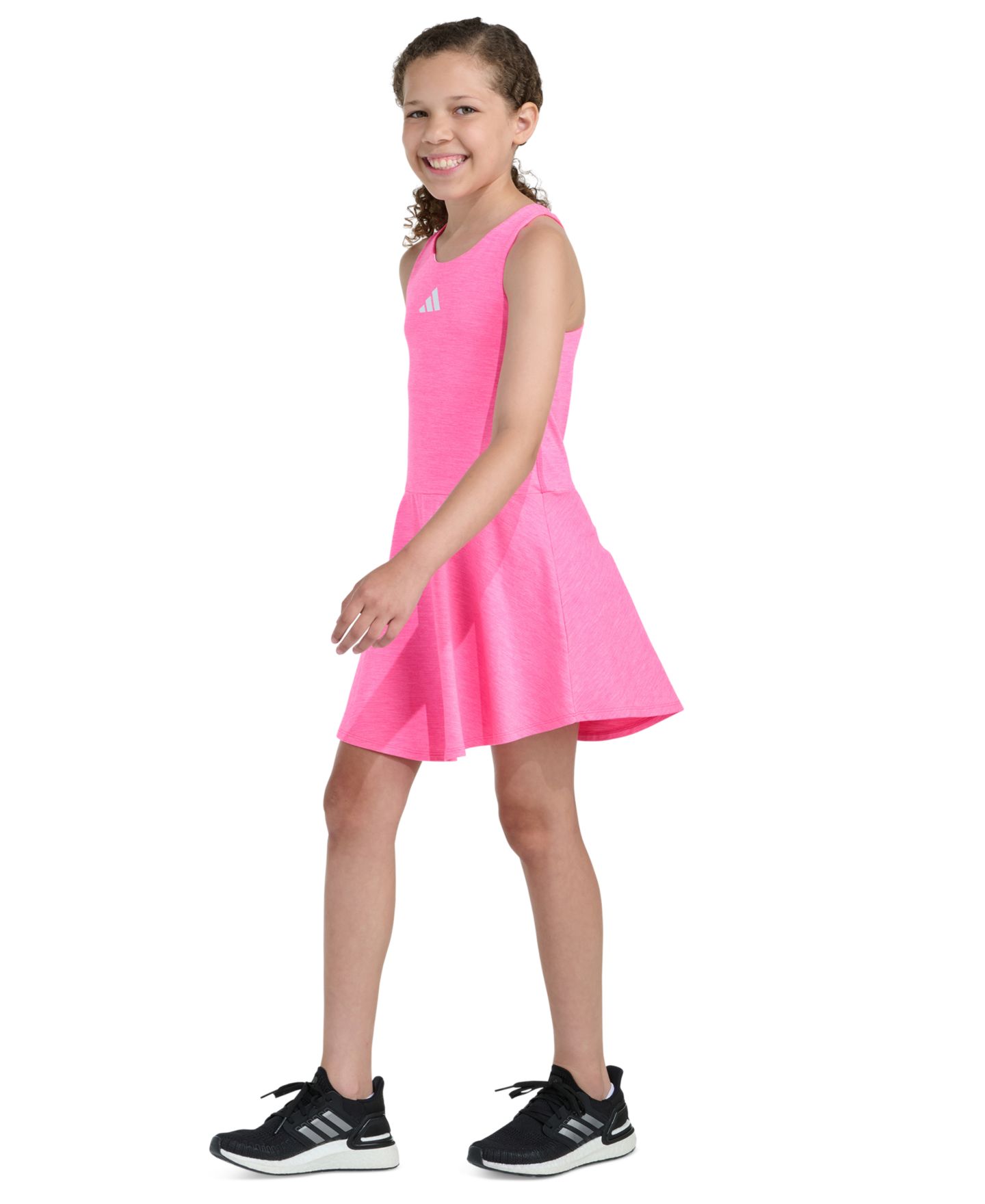 Платье adidas Sleeveless Mélange Flounce Dress для девочек, цвет: Яркий розовый — фото 3