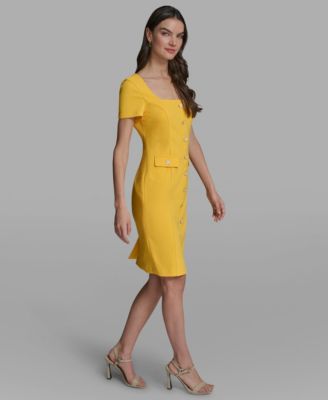 Women's Flower Button Sheath Dress