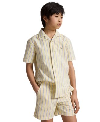 Boys' 8-20 Striped Oxford Camp Collar Shirt
