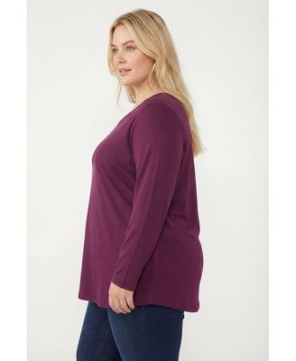 Plus Size Perfect Long-Sleeve V-Neck Tee