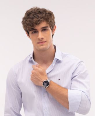 Men's Multifunction Silver Tone Stainless Steel Mesh Bracelet Watch, 40mm