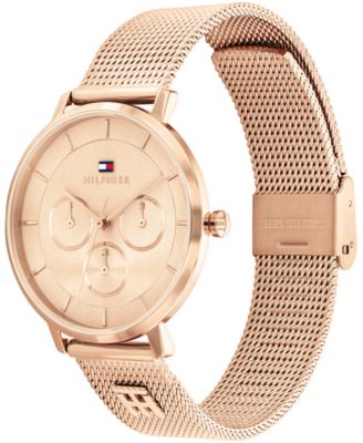 Women's Multifunction Rose Gold Tone Stainless Steel Mesh Bracelet Watch, 36mm