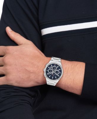 Men's Multifunction Silver Tone Stainless Steel Bracelet Watch, 43mm