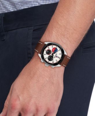 Men's Chronograph Brown Leather Strap Watch, 40mm