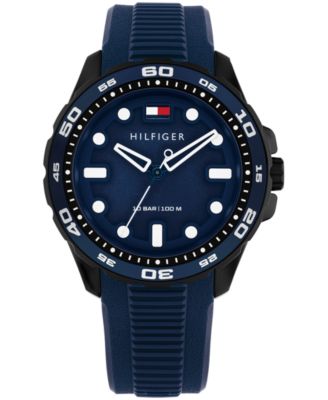 Men's Quartz Blue Silicone Strap Watch, 40mm