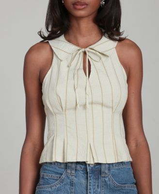 Women's Striped Tie-Neck Top