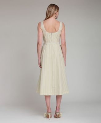 Women's Contrast Piping Midi Dress