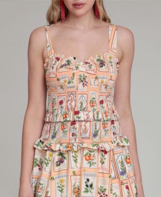 Women's Printed Smocked Midi Dress