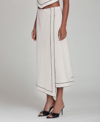 Women's Asymmetric Faux Wrap Midi Skirt