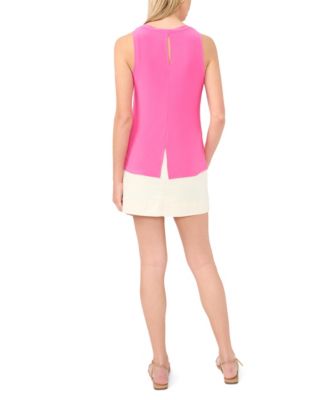 Women's Crewneck Split Back Keyhole Tank Top