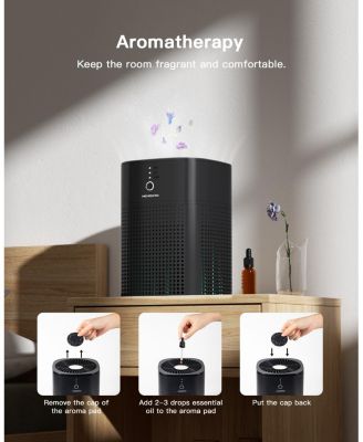 Air Purifiers for Bedroom, Room Air Purifier HEPA Filter for Smoke, Allergies, Pet Dander,Small Air Purifier with Sleep Mode, Black,1 Pack