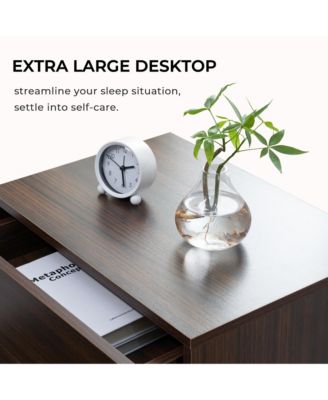 Led Nightstands with 3 Storage Drawers, Modern Bedside Tables with Acrylic Board LED Lights, End Table for Bedroom