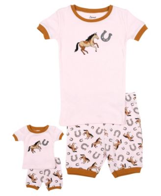 Toddler Girls Matching Doll Snug-Fit Cotton Short Sleeve Pajamas