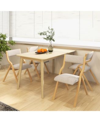Folding Dining Chairs Set of 4 Wooden Table Chairs w/ Padded Seat Modern