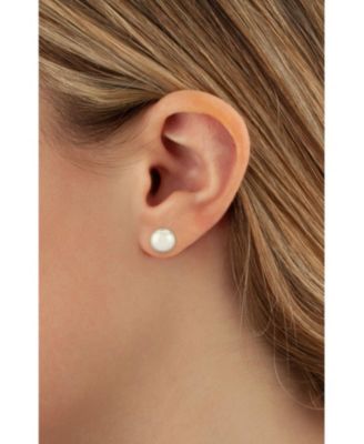 Two Tone Pearl (8.5mm) Front & Back Earrings in 14K Yellow Gold