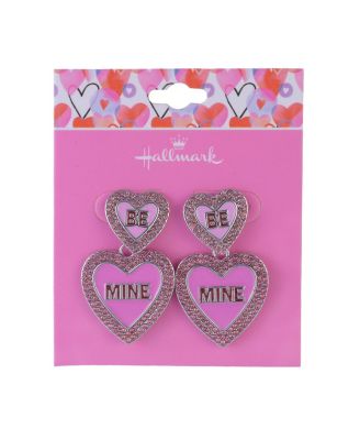 Be Mine Pink Enamel Conversation Heart Earrings
