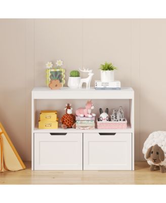 Kids Bookshelf and Toy Storage Organizer with Drawers and Shelves, Toddlers Bookcase for Nursery, Playroom and Bedroom