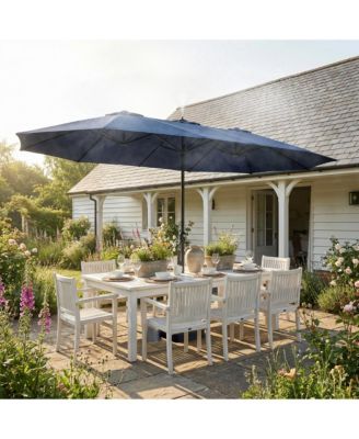15 ft. Double Sided Umbrella Outdoor Patio Umbrella with Spray System, Base and Sand Bag