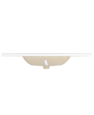 35.6" Rectangular Ceramic Bathroom Sink, Modern Vessel Basin with Overflow for Vanity Countertop
