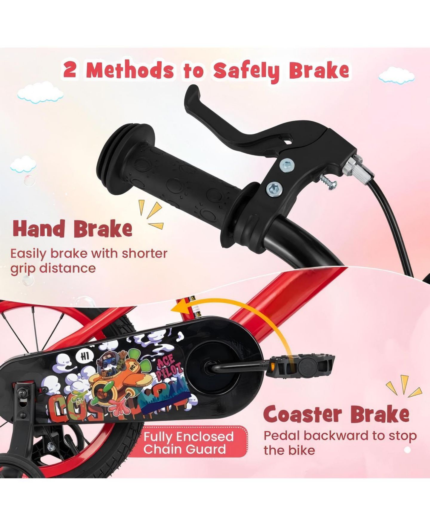 Детская игрушка HONGGE 14 Inch Kids Bike with Adjustable Seat, Storage Basket and Dual Brakes, Ages 3-5, цвет: Красный — фото 7
