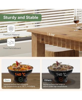 63-Inch Solid Wood Dining Table for 6, Farmhouse Kitchen Table, Rectangular Wood Dinner Table for Dining Room, Living Room