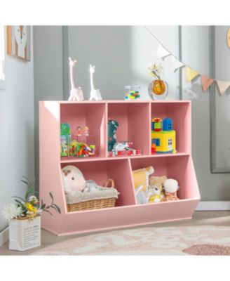 Kids 5-Cube Wooden Toy Organizer with Safety Anti-Tipping