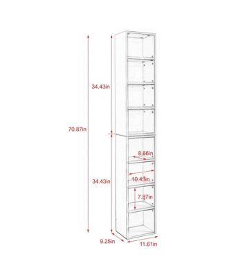 8-Tier Tall Narrow Bookshelf, Slim Storage Cabinet & Display Bookcase with Adjustable Shelves for Living Room, Office