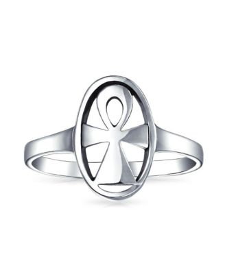 Eternal Key Of Life Ankh Cross Silver Ring Sterling Signet