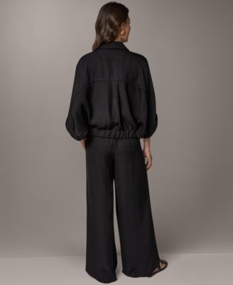 Women's Collared Neck Buton-Front Shirt Jacket