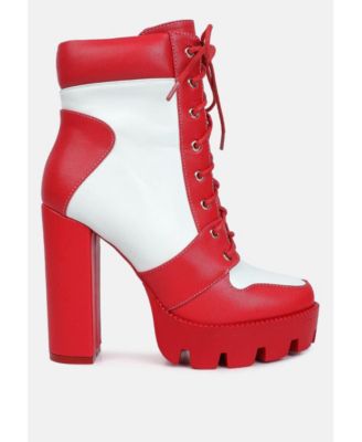 Womens Moos Block Heel Lace Up Boots