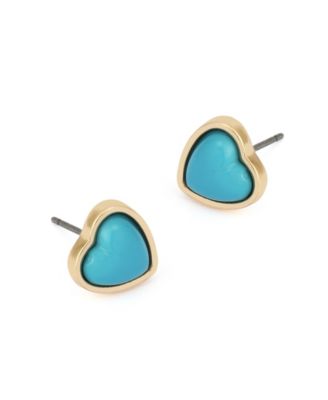 Turquoise Cowabunga Heart Stud Earrings