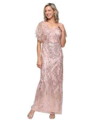 Women's Sequin Column Zipper Gown