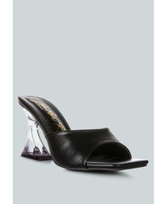 Womens Sweet16 Clear Spool Heel Sandals