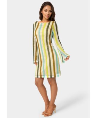 Women's Stripe Long Sleeve Slim Dress