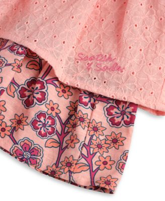 Girls' 7-14 Eyelet Ruffle-Sleeve Top and Skirt, 2-Piece Set