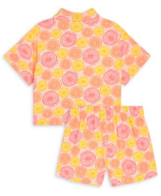 Girls' 7-16 Citrus Print Shirt and Shorts, 2-Piece Set
