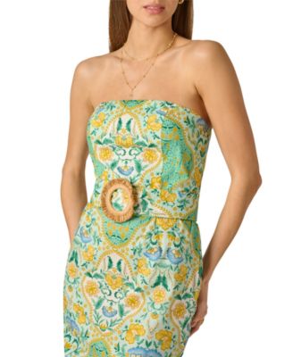 Women's Strapless Printed Midi Dress