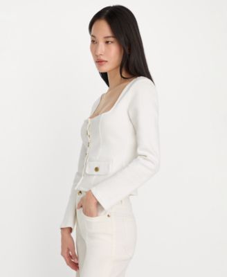 Women's Cropped Square Neck Jacket, Regular & Plus Size