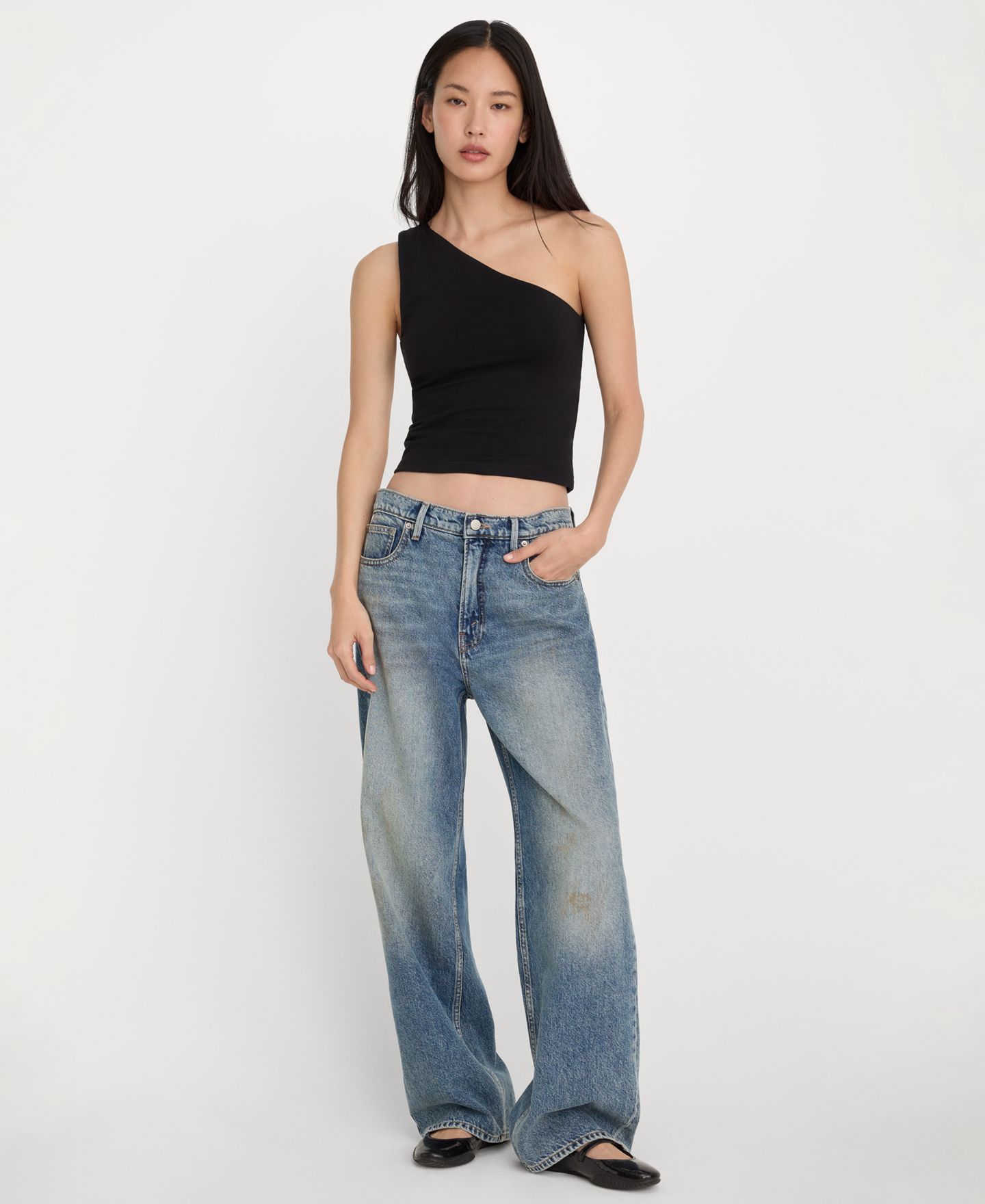 Женский топ Good American One-Shoulder, Regular & Plus Size, цвет: Чёрный — фото 2