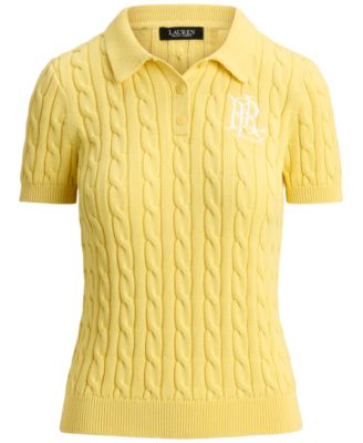 Petite Cable-Knit Polo Sweater