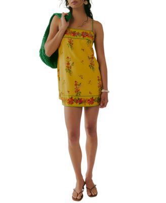 Women's Printed Straight Neck Mini Dress