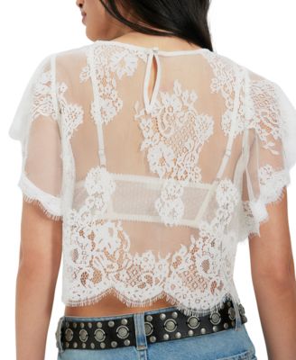 Women's Lunar Ash Boat Neck Lace Top