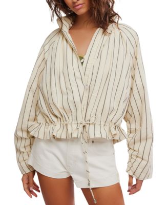 Women's Striped Stand Collar Jacket