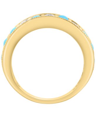 Diamond (1/3 ct. t.w.) and Turquoise Ring in 14k Yellow Gold