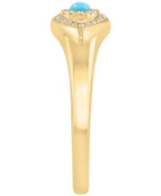 Diamond (1/10 ct. t.w.) and Turquoise Ring in 14k Yellow Gold