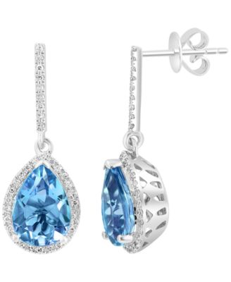 London Blue Topaz (4-1/3 ct. t.w.) & Diamond (1/5 ct. t.w.) Drop Earrings in 14k White Gold