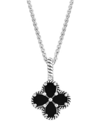 Onyx Pendant Necklace in Sterling Silver
