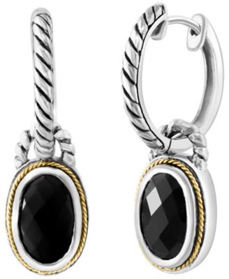 Onyx Earrings in Sterling Silver with 18k Yellow Gold