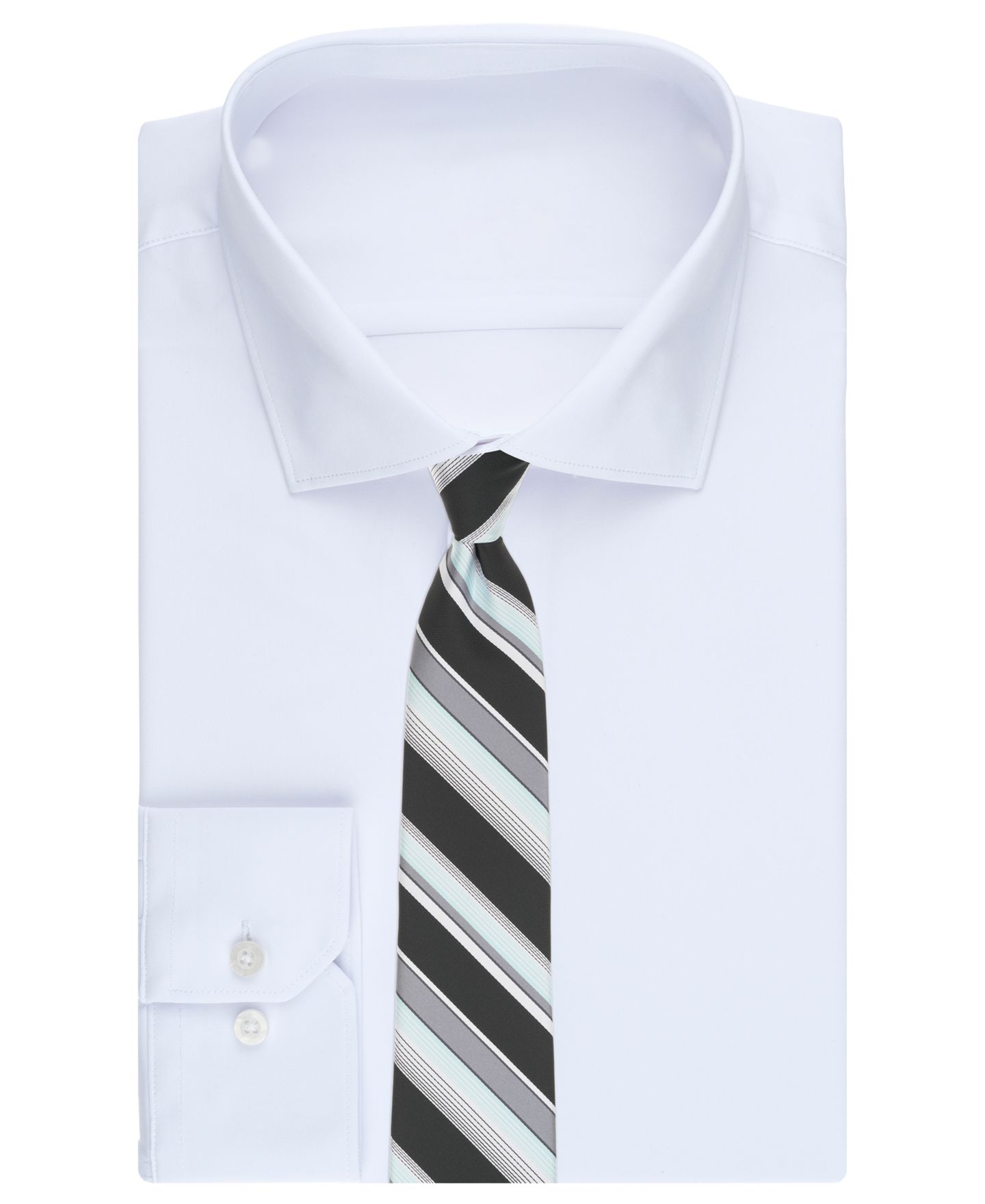 Мужской галстук Perry Ellis Portfolio Hubbard в полоску, цвет: Чёрный / Белый — фото 3