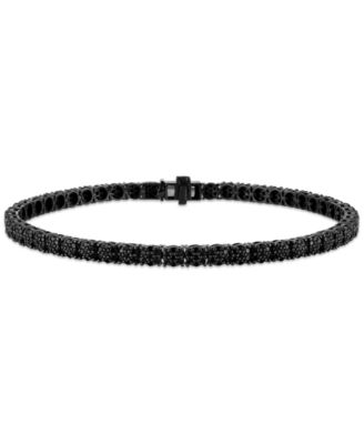 Esquire Men's Jewelry Black Spinel Diamond Cluster Tennis Bracelet (3 ct. t.w.) in Sterling Silver - Black Rhodium Plated Sterling Silver